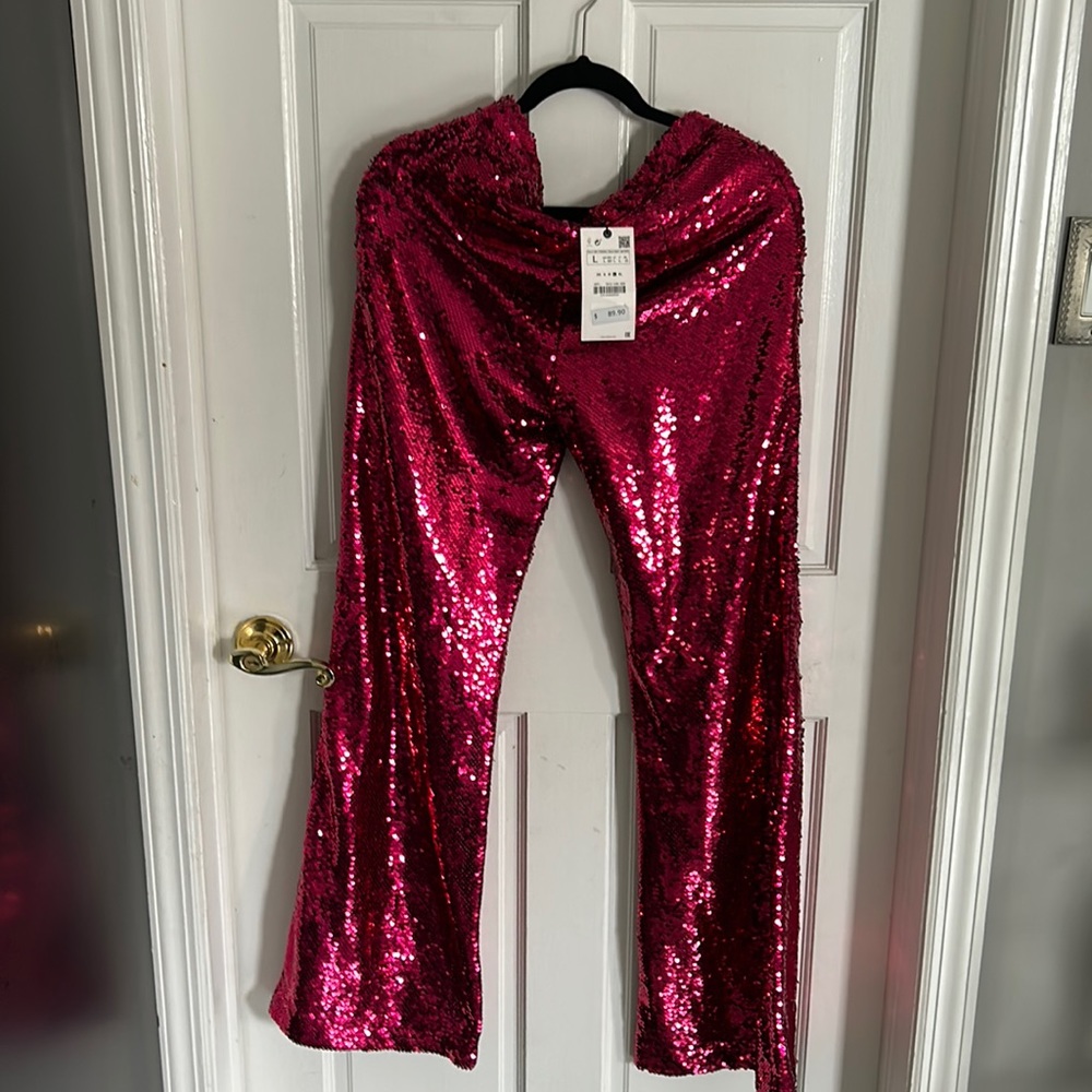 Sequein pants Zara size L and M top all Zara